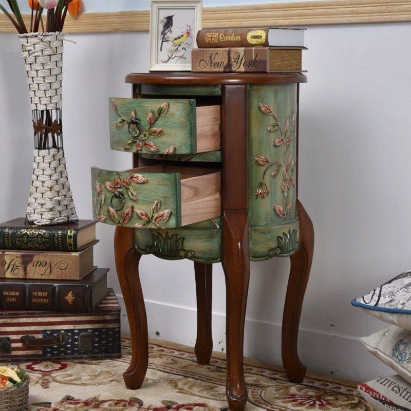 Green Solid Wood End Table