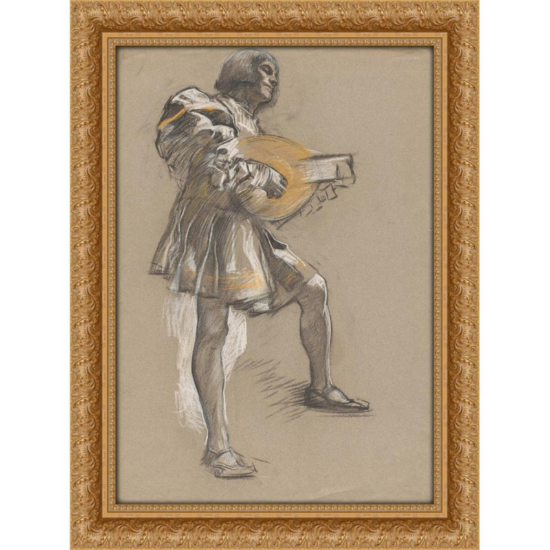 Figurine avec mandoline en costume médiéval