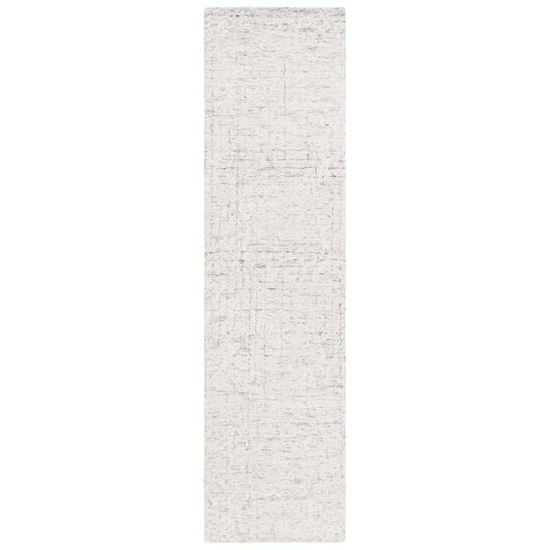 Tapis ivoire touffeté à la main Meira, Tapis de couloir 2 pi 3 po x 9 pi