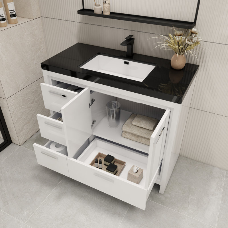 Ensemble de meuble-lavabo simple 42 po Eolia, Blanc très luisant