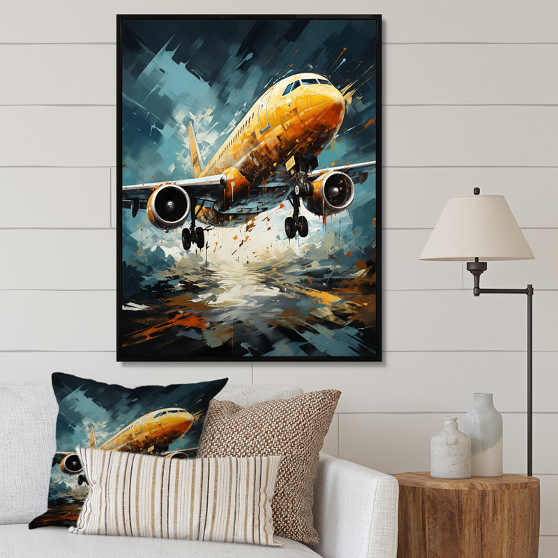 Orange Aerodynamics Plane - Plane Canvas Prints, H 20 po x l 12 po x P 1 po, Cadre flottant noir