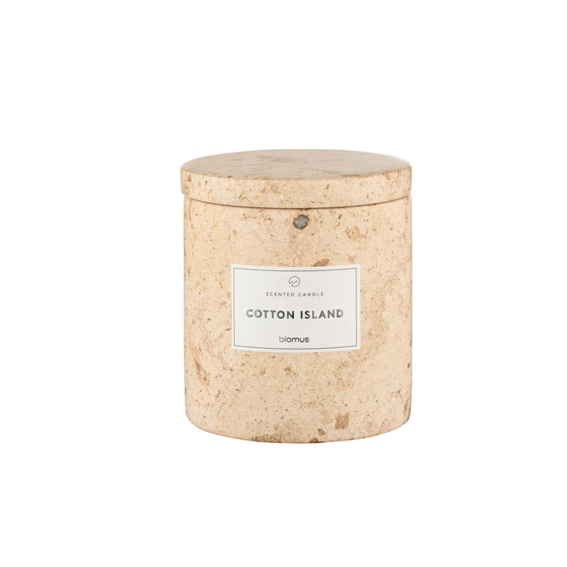 FRABLI Scented Candle w/Travertine Container - Large - Cotton Island Fragrance, 5.3 oz