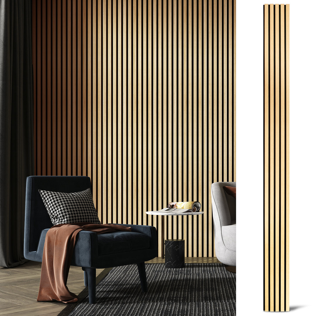 94.5'' x 7.9'' Wood Slat Acoustic Panels, MDF 3D Decorative Wall Paneling (20.73 sq.ft./Case) (Set of 4) Art3d Color: Yellow