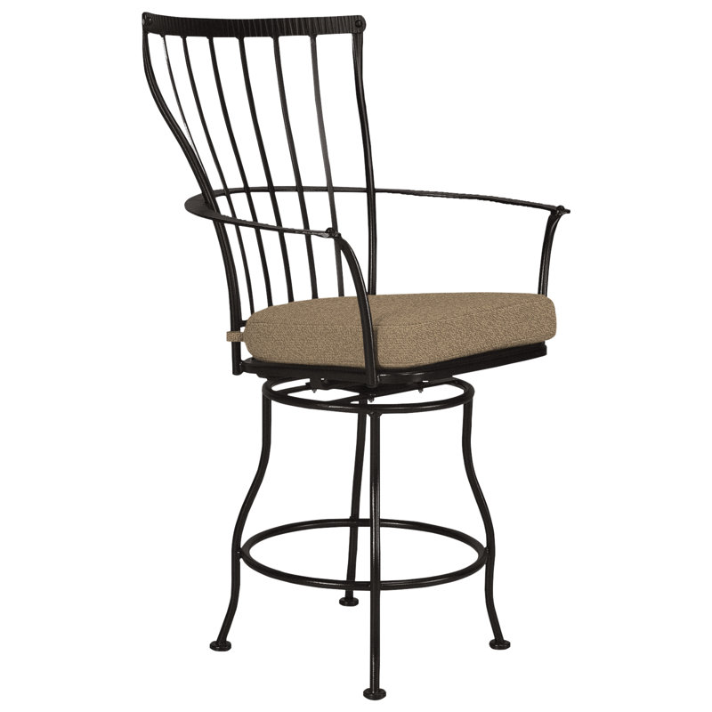 Monterra Outdoor Bar Stool, Pique Midnight, Carbon Black, 27.25''
