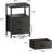 Nightstand With Charging Station, Side Table With Fabric Drawers, End Table With Open Shelf, Bedside Table With USB Ports And Outlets, Night Stand For Bedroom, Black