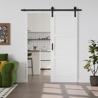 𝗣𝗿𝗲-𝗮𝘀𝘀𝗲𝗺𝗯𝗹𝗲𝗱 𝗗𝗼𝗼𝗿 𝗣𝗮𝗻𝗲𝗹,  Solid Manufactured Wood Sliding Barn Door with Hardware Kit