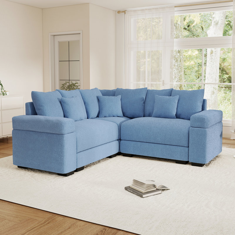 Canapé modulaire surdimensionné 79,1 po 79 po, siège profond en velours côtelé avec 10 coussins, Chenille bleu