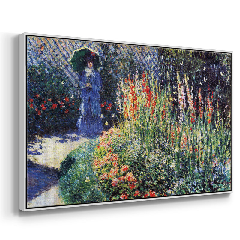 «Gladiolas», reproduction encadrée sur toile par Claude Monet, H 25 po x l 37 po x P 2 po, Blanc