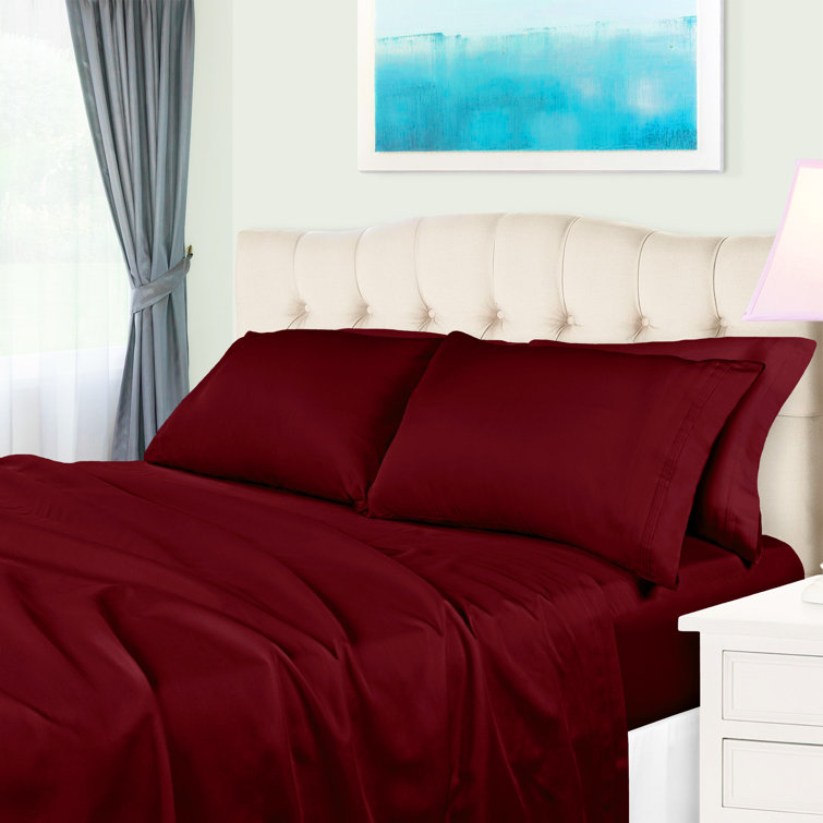 Ensemble de draps en coton égyptien de couleur unie à densité de tissage de 650 fils avec poches profondes