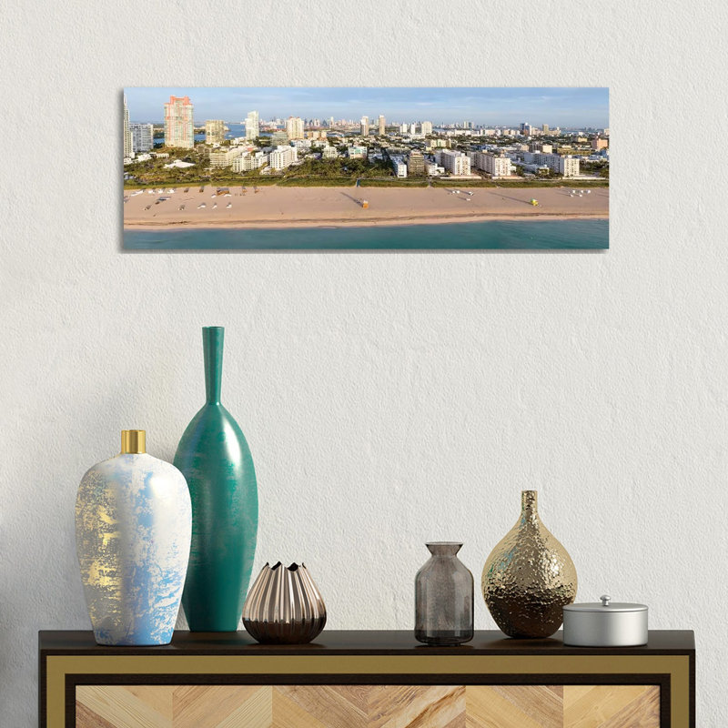 Miami Beach Panorama 1 Piece Panoramic Wall Art on Canvas, 30.48 cm H x 91.44 cm W x 1.91 cm D, Canvas