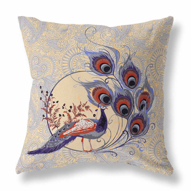Coussin décoratif réversible intérieur / extérieur Paisley Peacock Dreams Paisley, Mauve / carmin / cachemire néerlandais