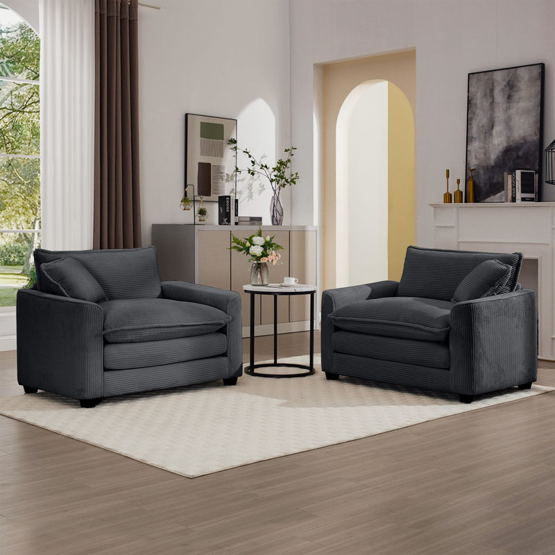 Fauteuil en velours côtelé 2 pièces, Gris