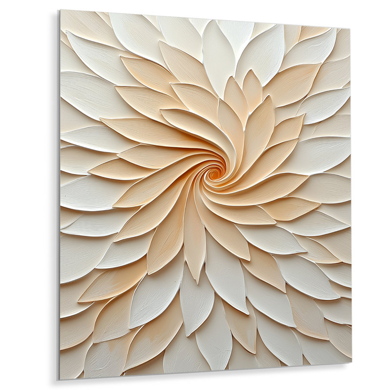 Abstract Beige Petal Flame Swirl - Botanicals Metal Wall Decor, Modern Metal Print, 32" H x 24" W x 0.84" D