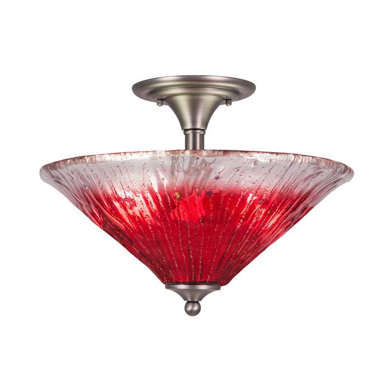 Plafonnier semi-encastré 2 lumières, Gris, Rouge