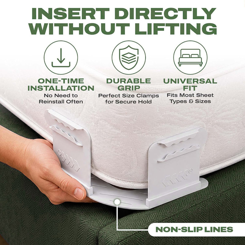 Sheet Holder Clips, Non‑Slip Bed Sheet Fasteners Set to Keep Sheets Taut, Prevent Slipping for Mattress ﻿