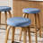 Swivel Bar Stools Set Of 2, Counter Height Backless 26″ Bar Stools, Fabric Upholstered Seat, Sturdy Wood Legs And Metal Footrest, Mid-Century Modern Island Stools For Home Bars, Restaurants, Blue-1864052585-1864052590-1864052586