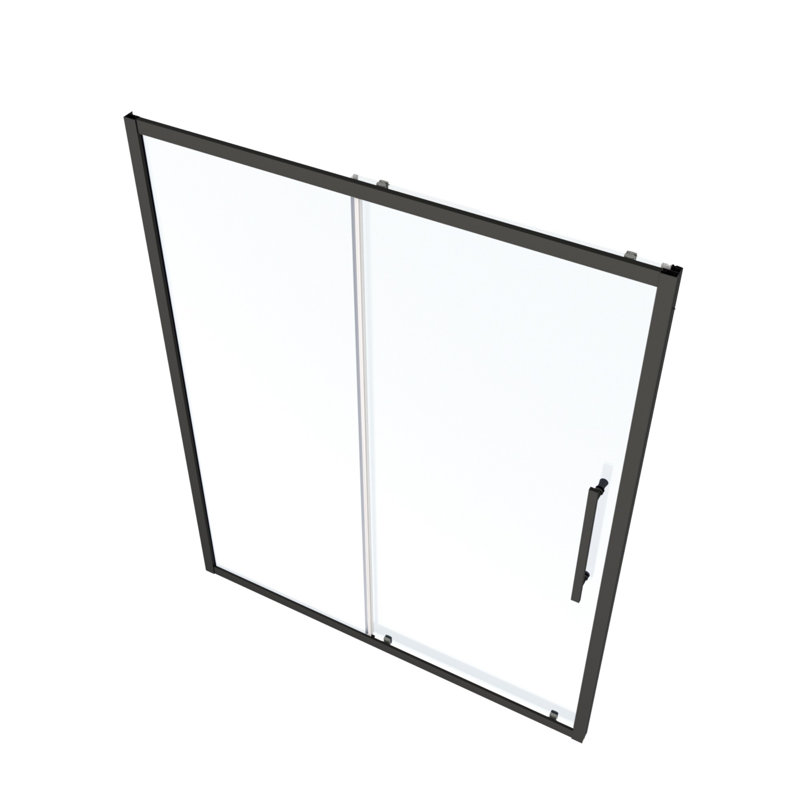 Matte Black 54"W x 72"H Sliding Shower Door with Stainless Steel Handle