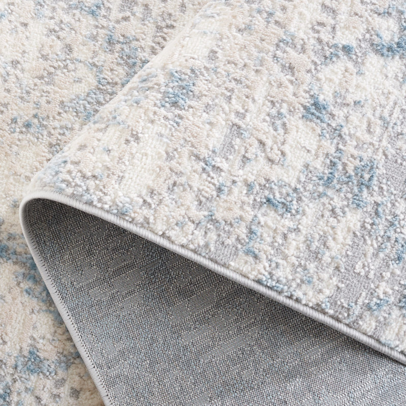 Ivory Abstract 5' x 7' Hand-Knotted Synthetic Area Rug