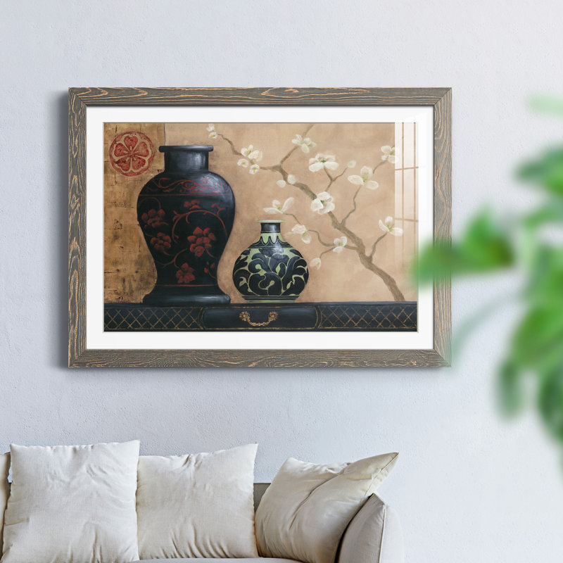 Asian Calm I - peinture encadrée, Encadré gris, H 31 po x l 44 po x P 1 po