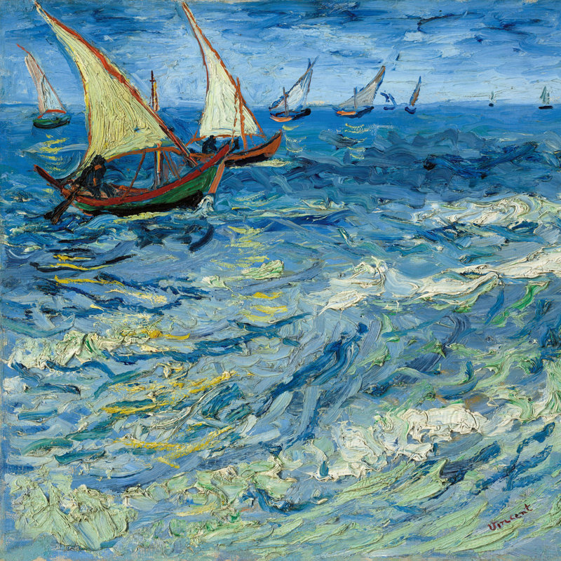 «Seascape at Saintes-Maries Square» par Vincent Van Gogh - reproduction d'art sur toile tendue, Oui, H 30 po x l 30 po