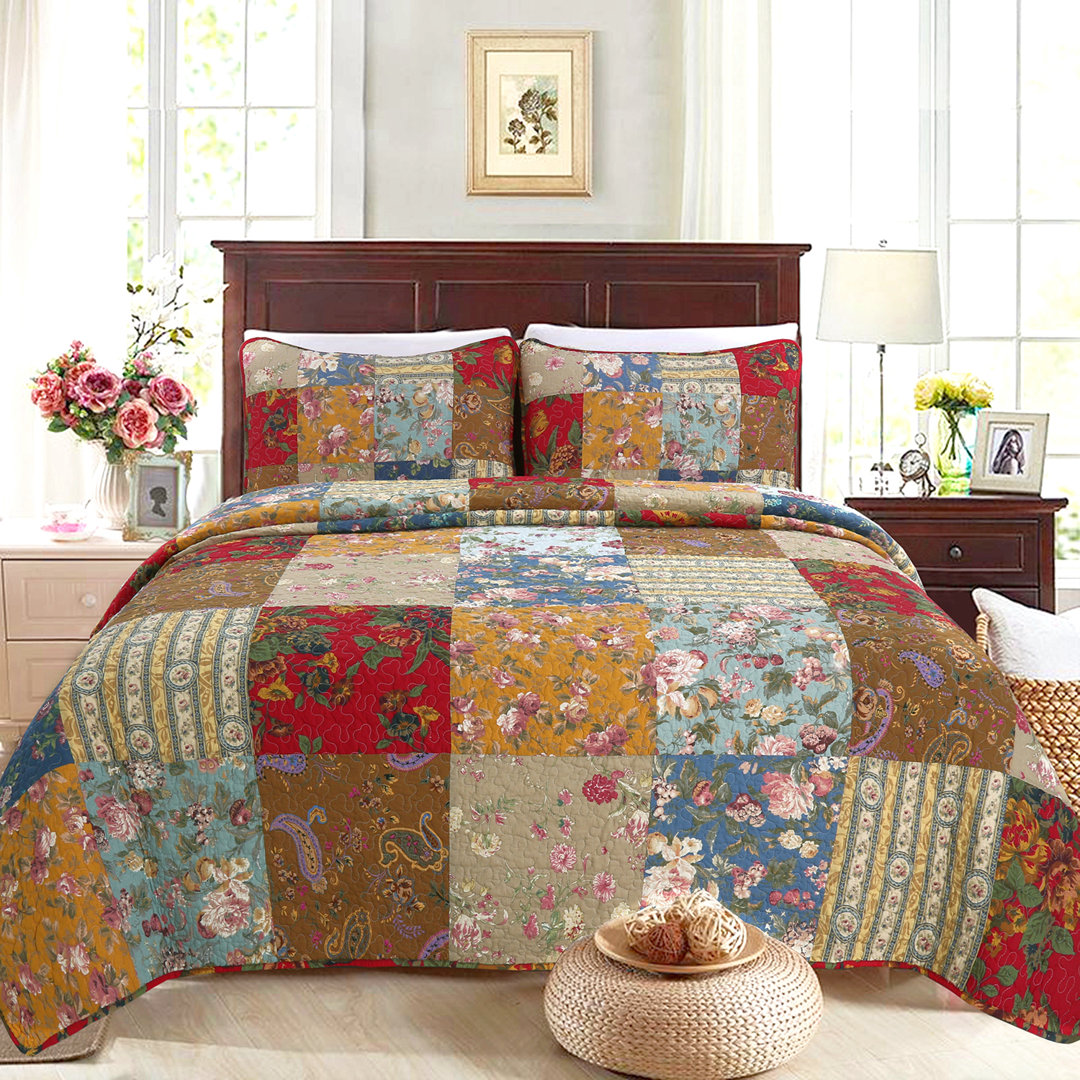 Cotton Floral Quilt Set Cozy Line Home Fashion 