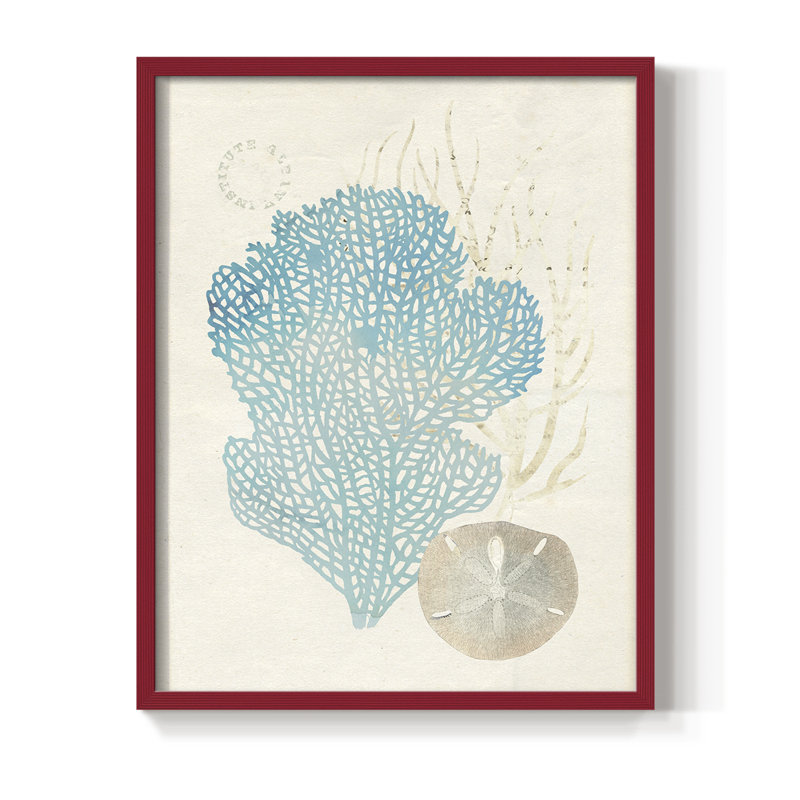 «Quiet Coral I», reproduction encadrée - bois massif, Rouge, H 21 po x l 17 po