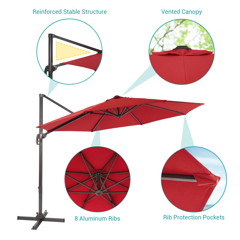 Parasol en porte-à-faux 119 po Seydina, Rouge