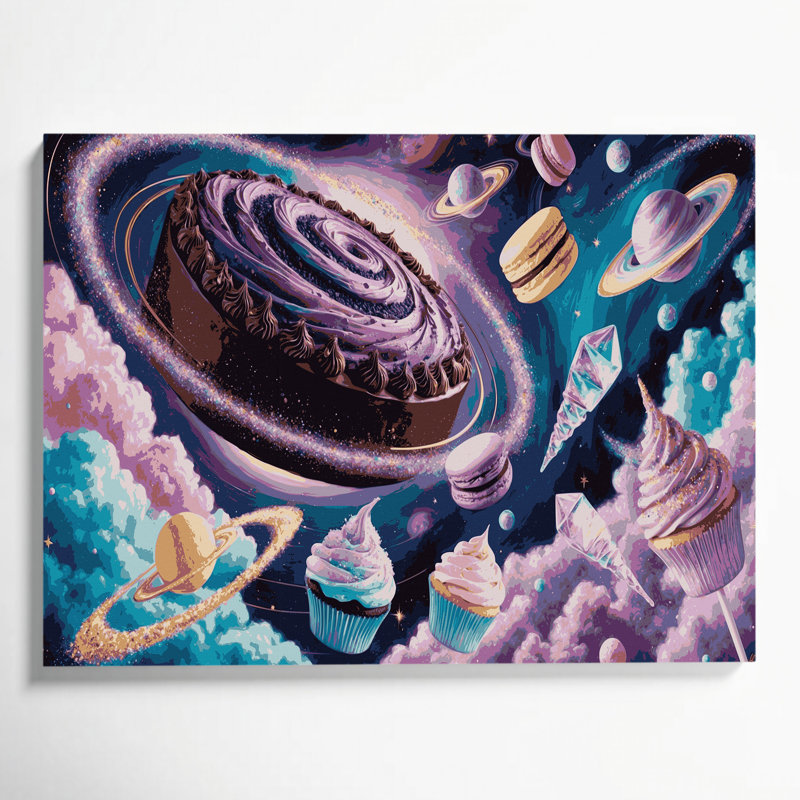 Desserts, galaxie, desserts, toile mauve, art mural, H 20 po x l 24 po