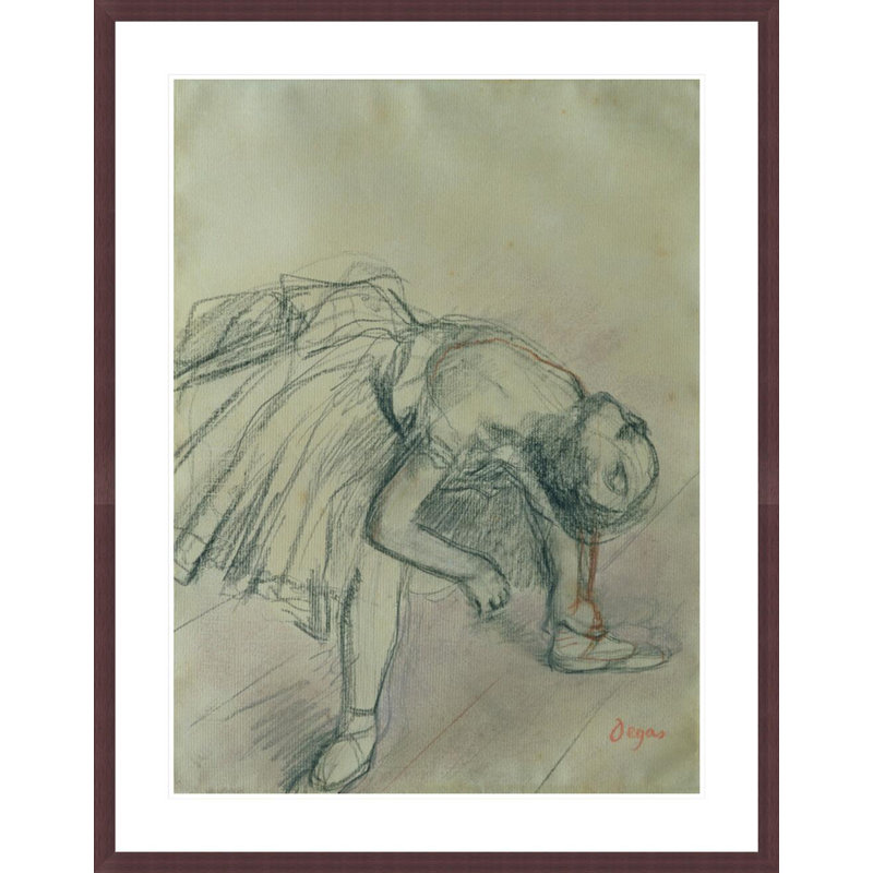 Danseuse fixant sa pantoufle par Edgar Degas, impression giclée encadrée, H 41,5 po x l 32,54 po