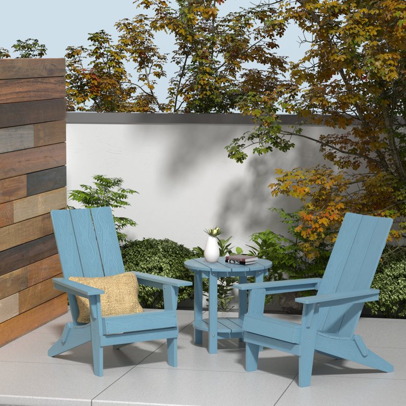 Foldable Outdoor Adirondack Set, Teal