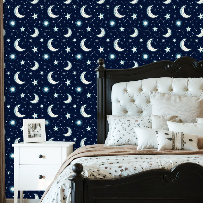 Papier peint auto-adhésif Celestial Night Moons Stars Constellations Cosmic