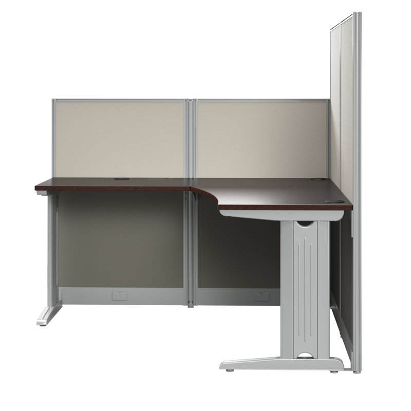 Bureau en poste de travail en L, Cerise mocha