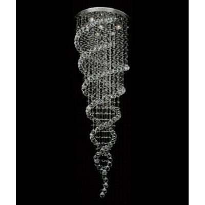 10-Light Chrome Chandelier With Clear Hanging Crystals