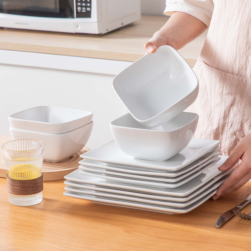 12-Piece Stoneware Dinner Set - Service for 4 , White