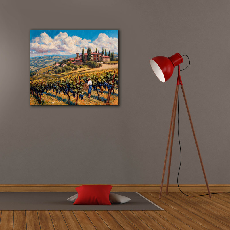  «Tuscan Vineyard Harvest» par Doron David, art mural sur toile, 30 po x 26 po, H 26 po x l 30 po