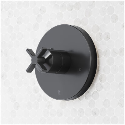 Vassor Thermostatic Shower Valve Trim and 1/2" Rough-In Valve - Matte Black