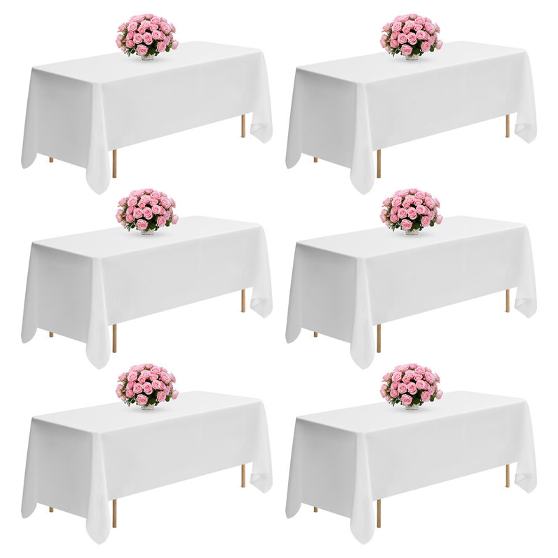 White Tablecloths for Rectangle Tables, 70 x 120 Inches, Reusable and Machine Washable Table Clothes, 120" L x 70" W