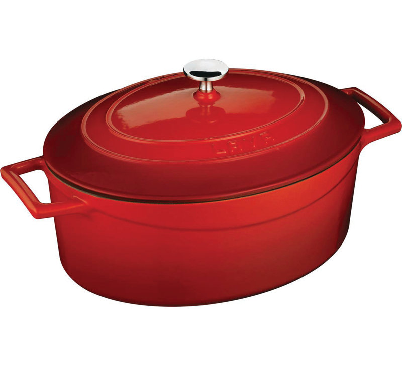 Casserole ovale en fonte Lava Canada, rouge, 5 pte
