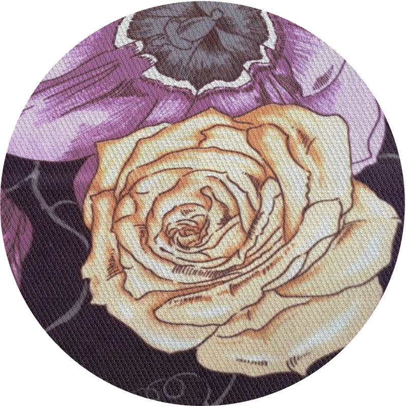 Tapis beige / mauve à motif Harwood, Rond 8 pi