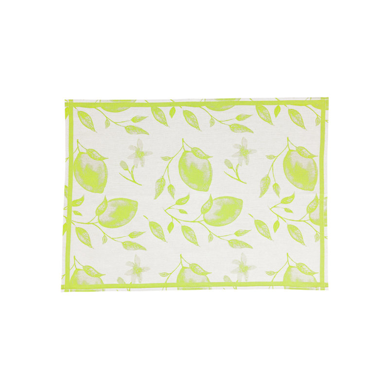 Strofinaccio Lemons Dish Towels - Set Of 2, Green/Gray