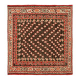 Rug & Kilim’S Tribal Style Square Rug In Brown And Red With Floral Patterns