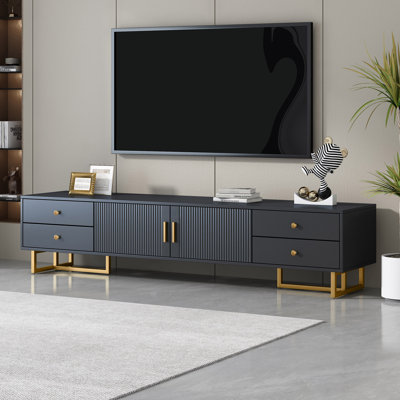 Meuble télé pour téléviseur de 65 pouces et plus, meuble télé avec console de divertissement, meuble télé moderne avec rangement, meuble télé pour salon