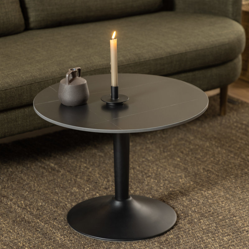Ceramic Round Coffee Table in 60x45cm, Matt Black