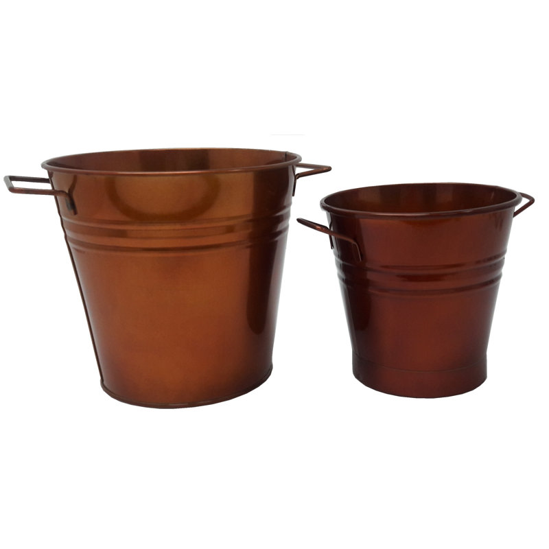 Nohoff Metal Pot Planter, Glazed Caramel