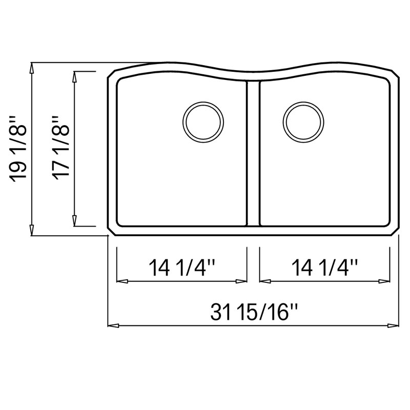 Aversa 31.9375'' L Undermount Double Bowl Kitchen Sink, Grey