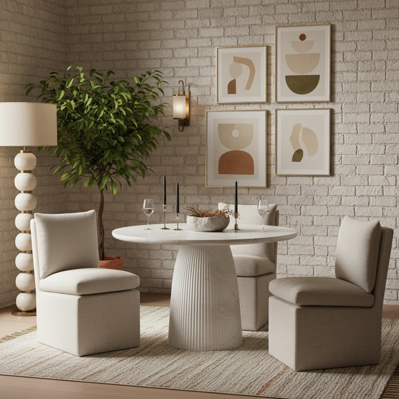Table de salle à manger Oronde, H 29,75 po x L 36 po x l 36 po, Blanc