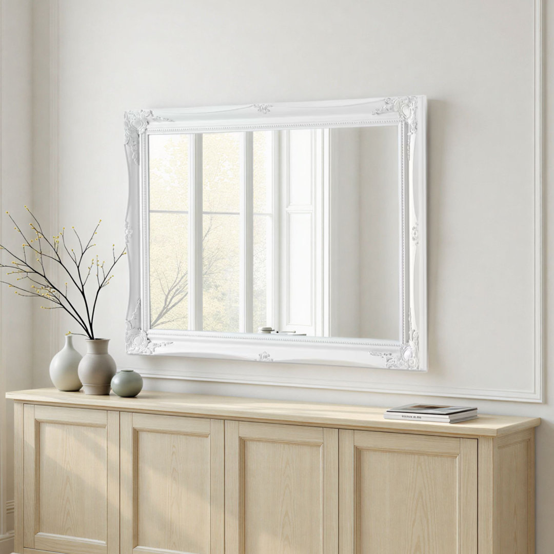 French Style Burdette Carved Wood Framed Accent Mirror