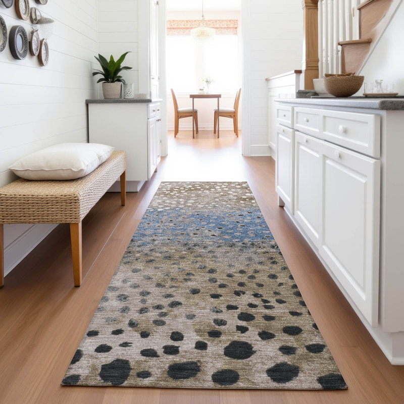 Premium Machine Washable Elize AMF1366 Dots Rug, Runner 2'3" x 7'6"