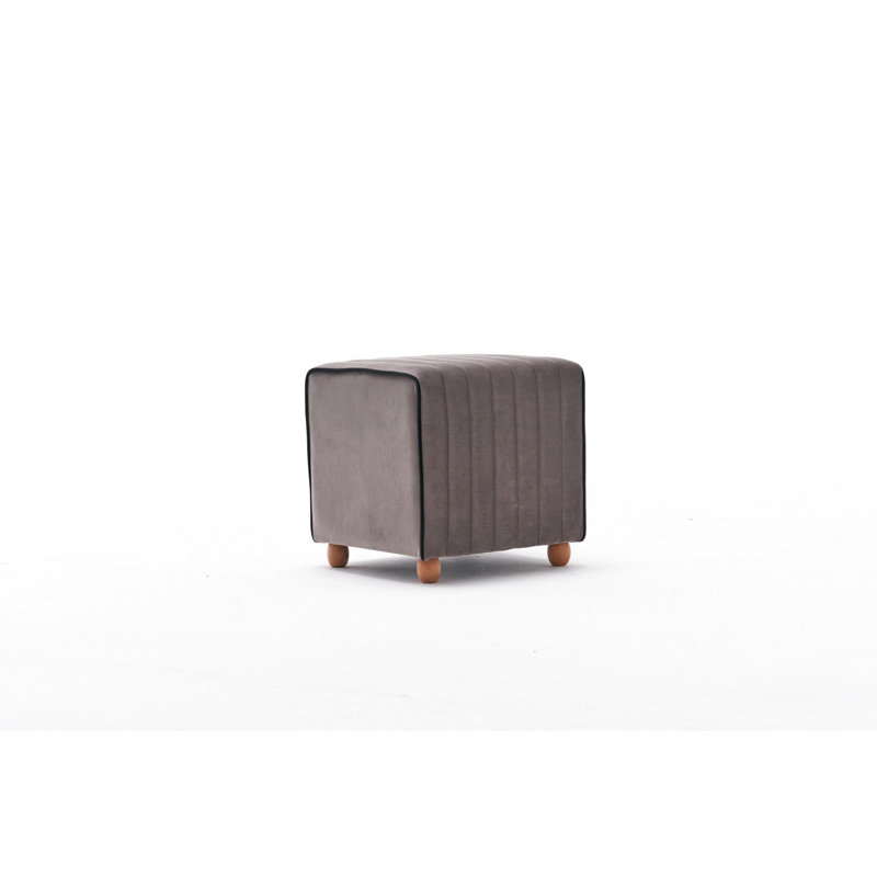 Stylish Velvet Pouffe, Grey, 15.7 x 15.7 x 15.7 inches | 100% Polyester & Sturdy Wooden Body | Modern Solid Color Design, Perfect for Living Room, Bedroom, or Entryway Seating & Décor, Versatile & Chic