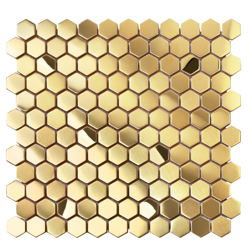 Carrelage mural et de plancher hexagonal en métal, Or